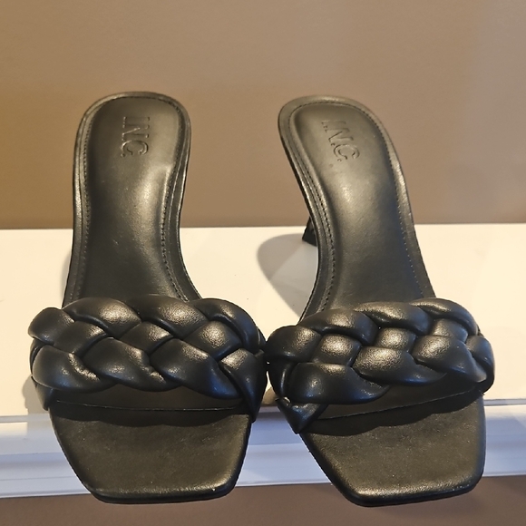 INC International Concepts Black Braided Heels - Picture 2 of 5